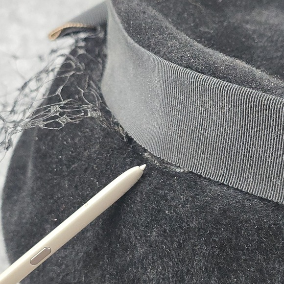 Vintage Peachbloom Velour Merrimac Body Black Fur Felt Hat with Veil & Bow‎ - Picture 11 of 11